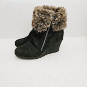 Faux Fur Leather Women’s Ankle Boots